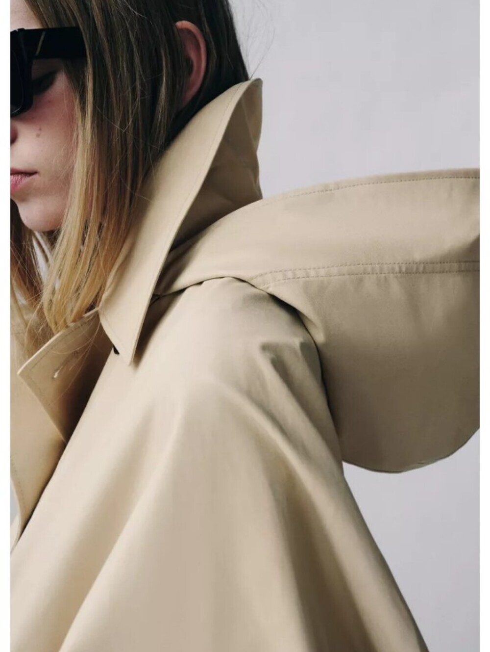 Zara ZW Collection Cropped Water Resistant Beige Trench Coat Jacket - Picture 10 of 12